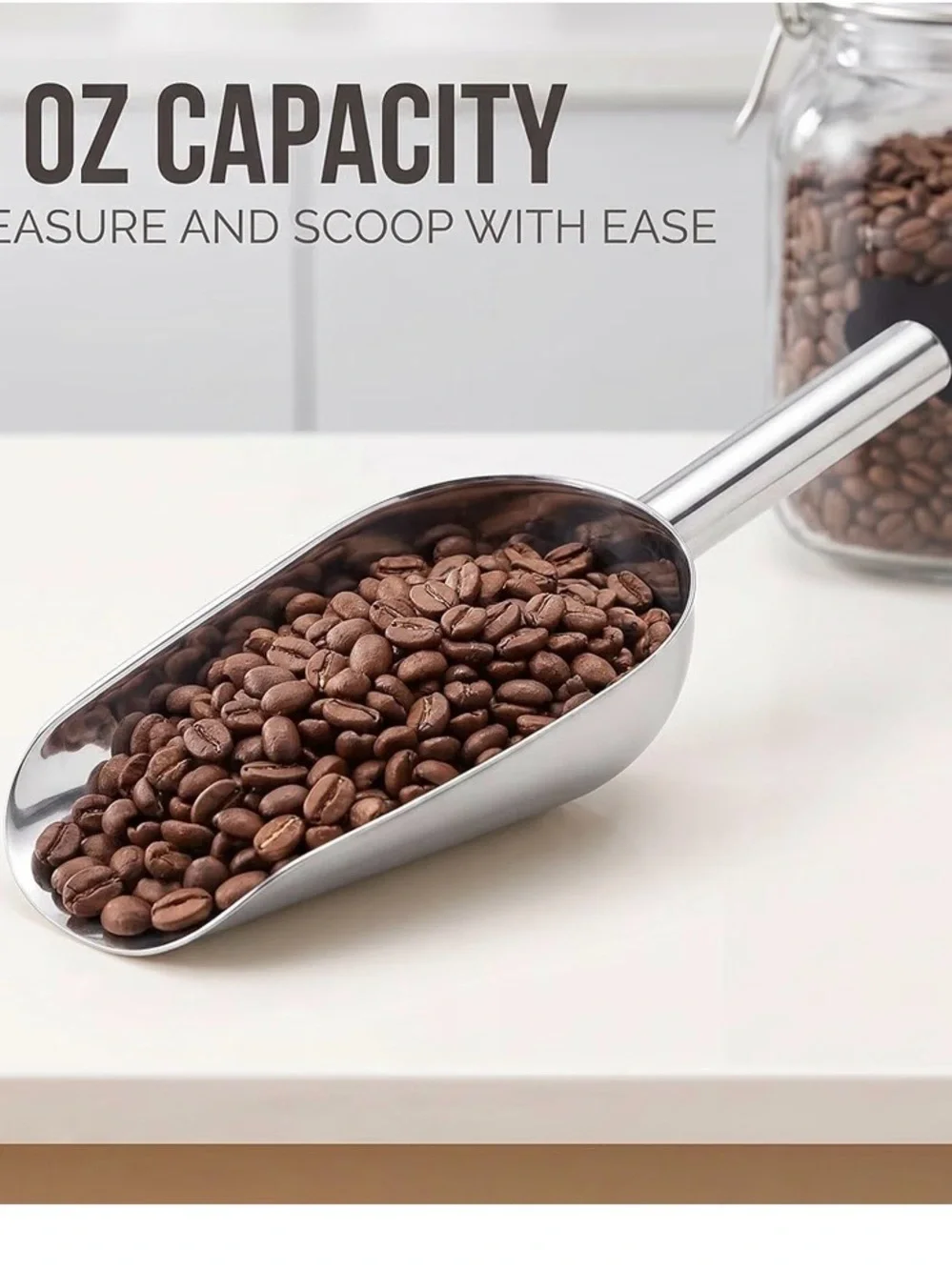 Ice Scoop for Freezer, Silver Stainless Multipurpose Metal for Ice Machine
